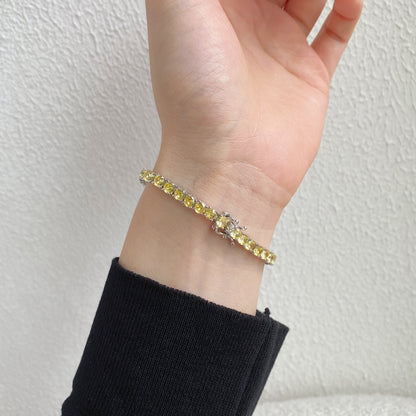 [Solara Jewelry]Ornate Dazzling Round Cut Tennis Bracelet