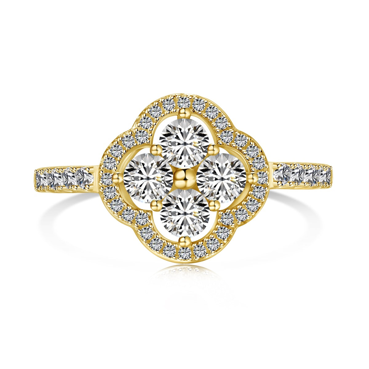 [Solara Jewelry]Four Leaf Clover Flower Design Ring