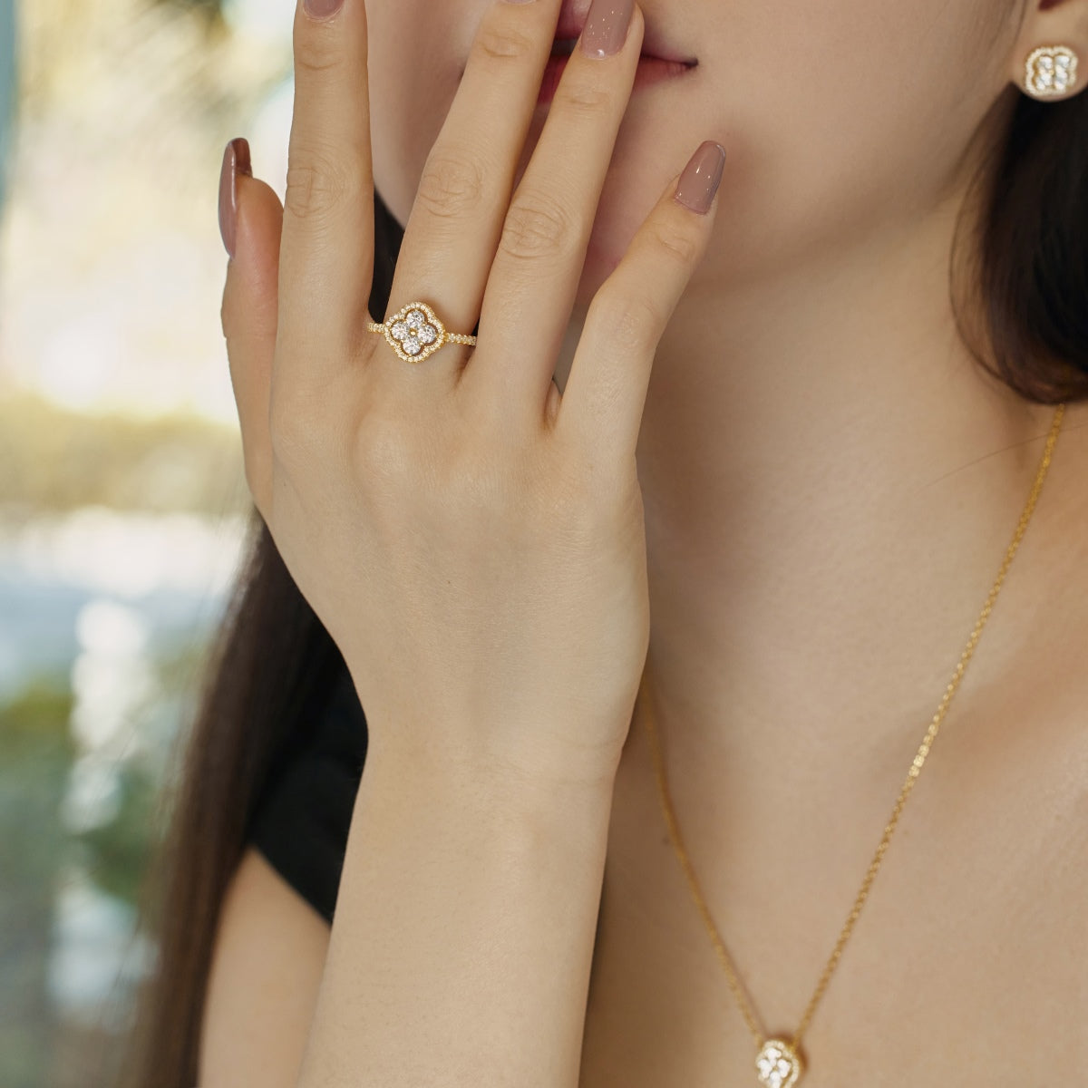 [Solara Jewelry]Four Leaf Clover Flower Design Ring
