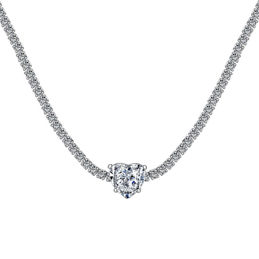[Solara Jewelrys ]2.0 Carat Sparkling Tennis Heart Cut Necklace