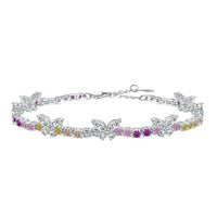 [Solara Jewelry]Ornate Colorful Butterfly Shape Round Cut Daily Bracelet