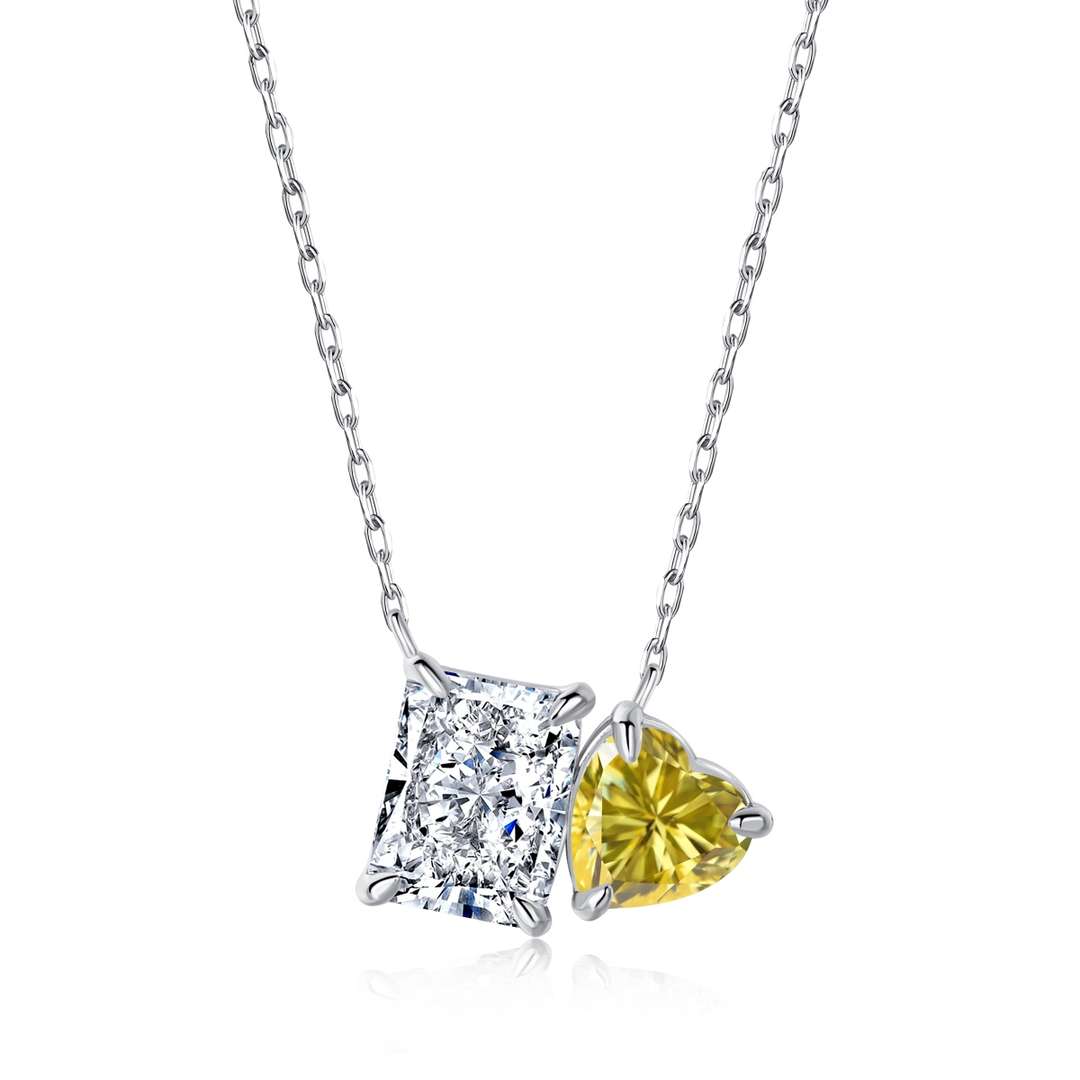 [Solara Jewelry]Dazzling Square & Heart Shape Necklace