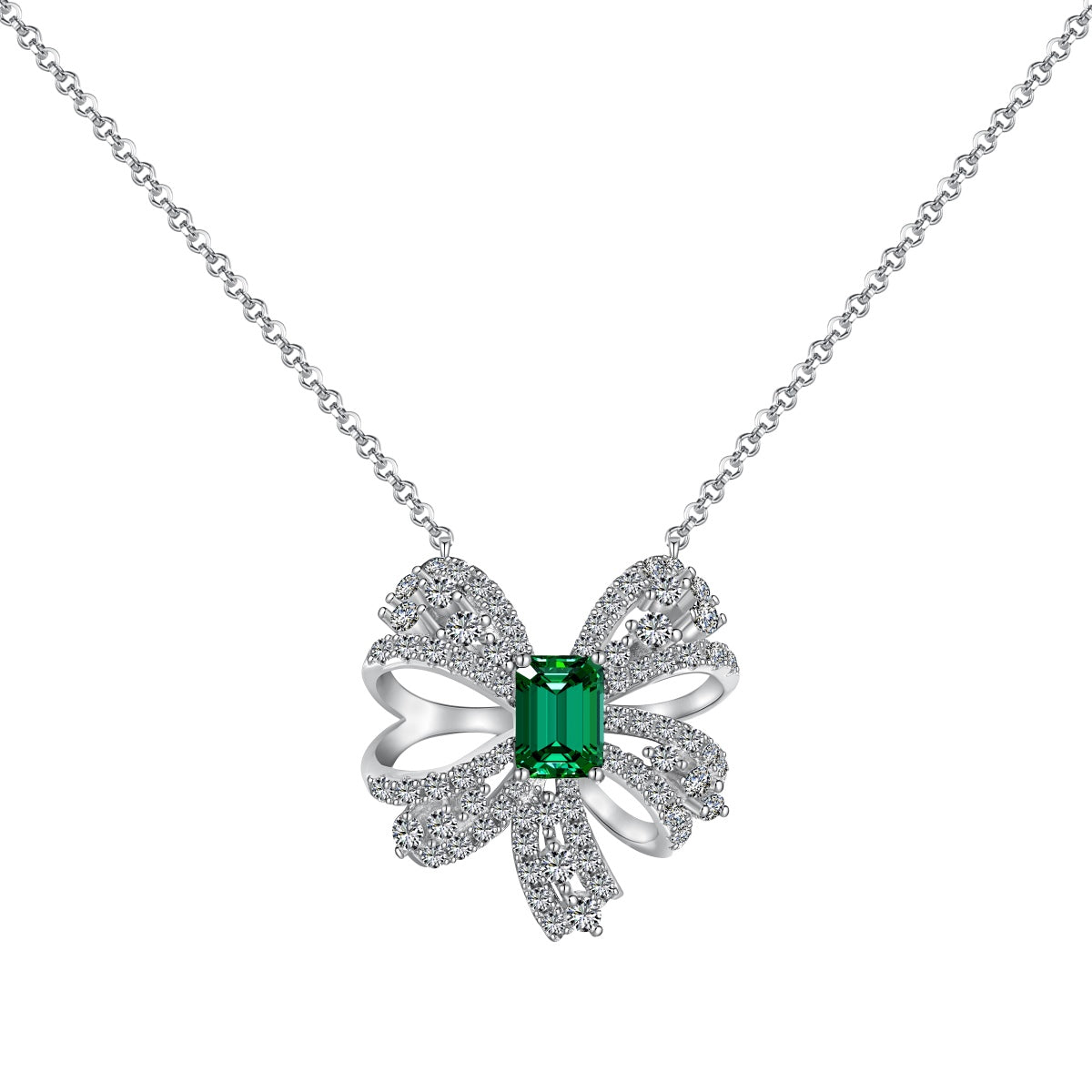 [Solara Jewelry]Luxurious Flower Shape Emerald Cut Necklace