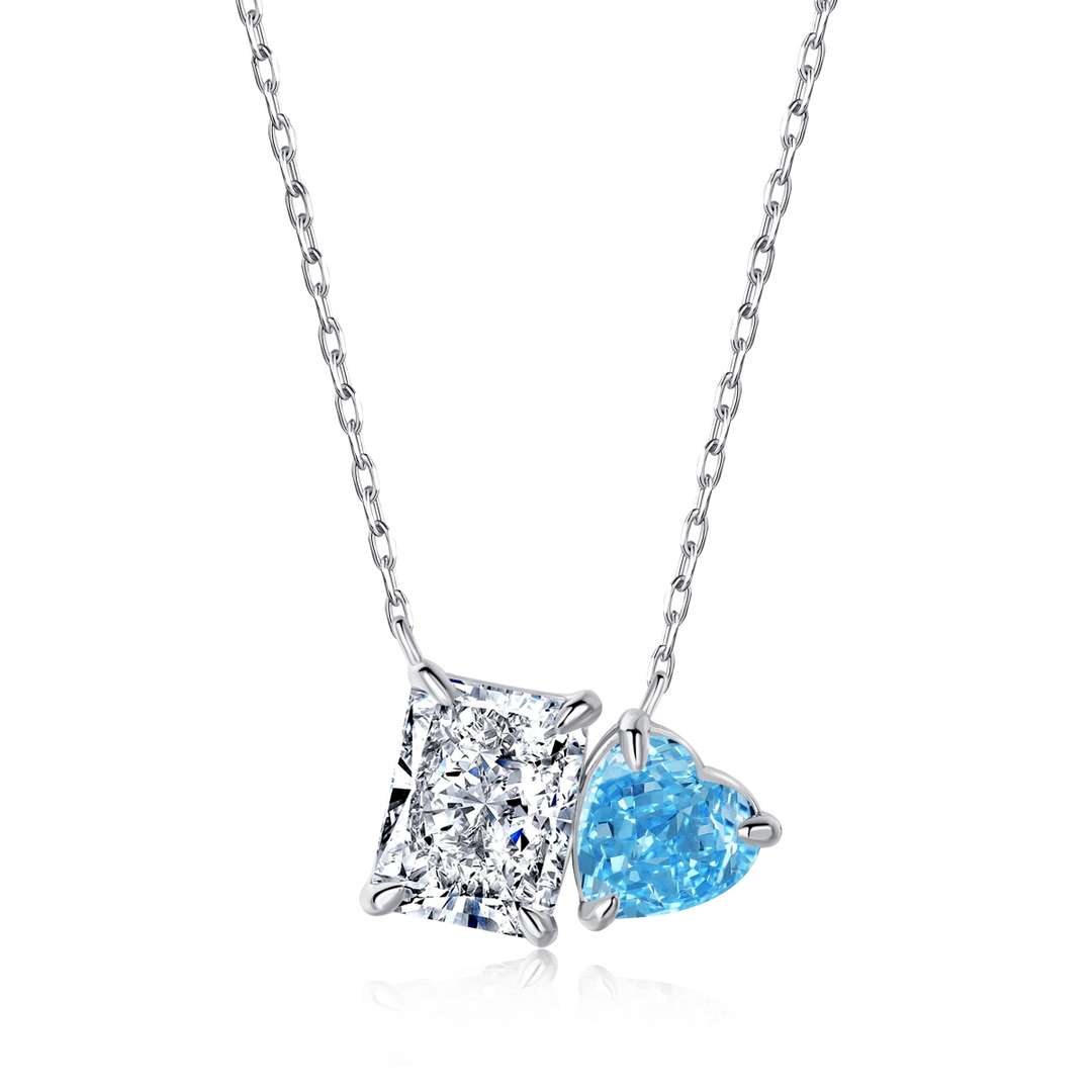 [Solara Jewelry]Dazzling Square & Heart Shape Necklace