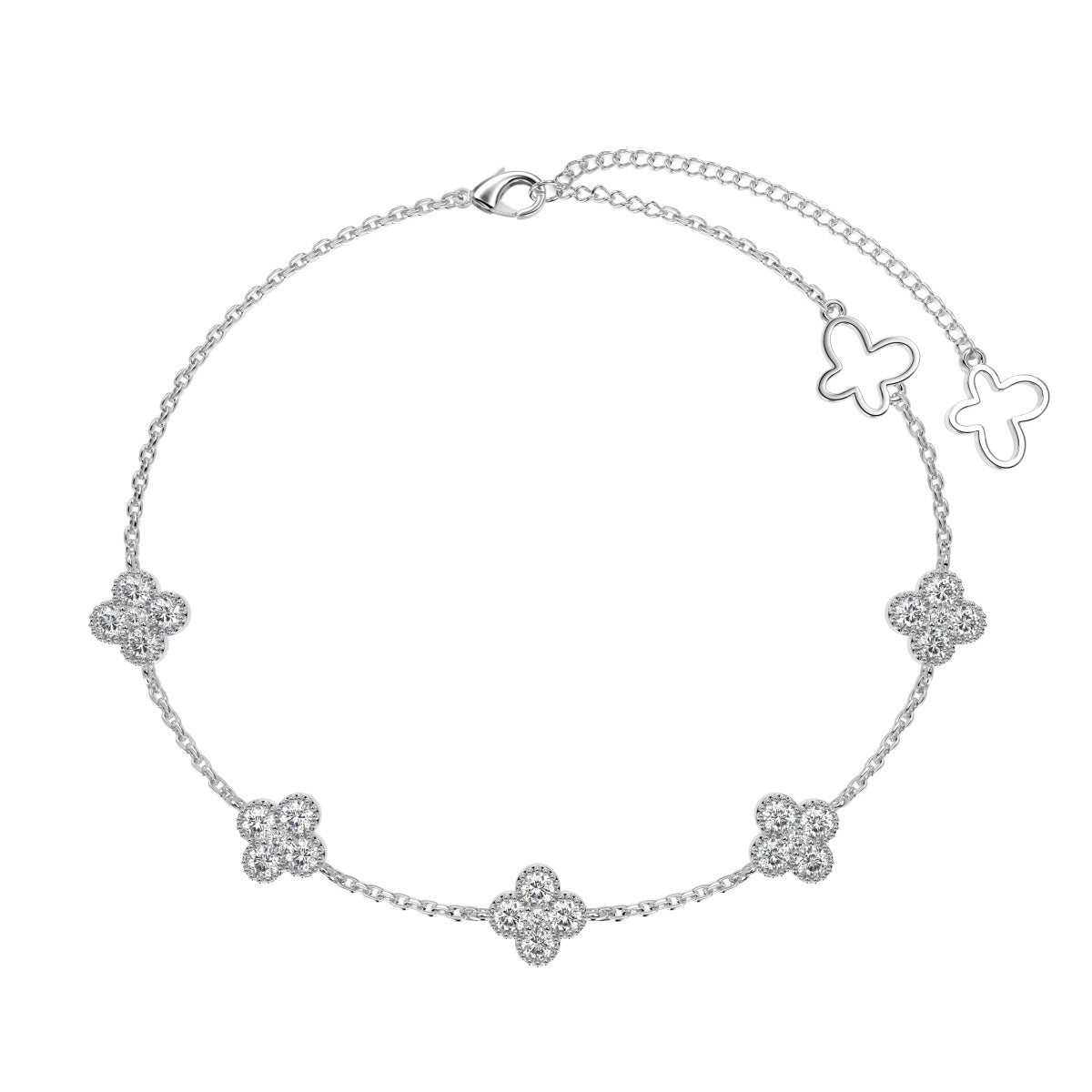 [Solara Jewelry]Four-Leaf Clover Hollow Butterfly Bracelet