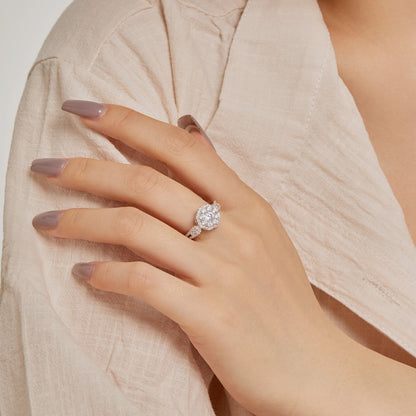[Solara Jewelry]Delicate Colorful Round Cut Flower Shape Wedding Ring