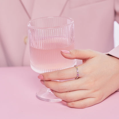 [Solara Jewelry]Sparkling Colorful Round Cut Tennis Ring
