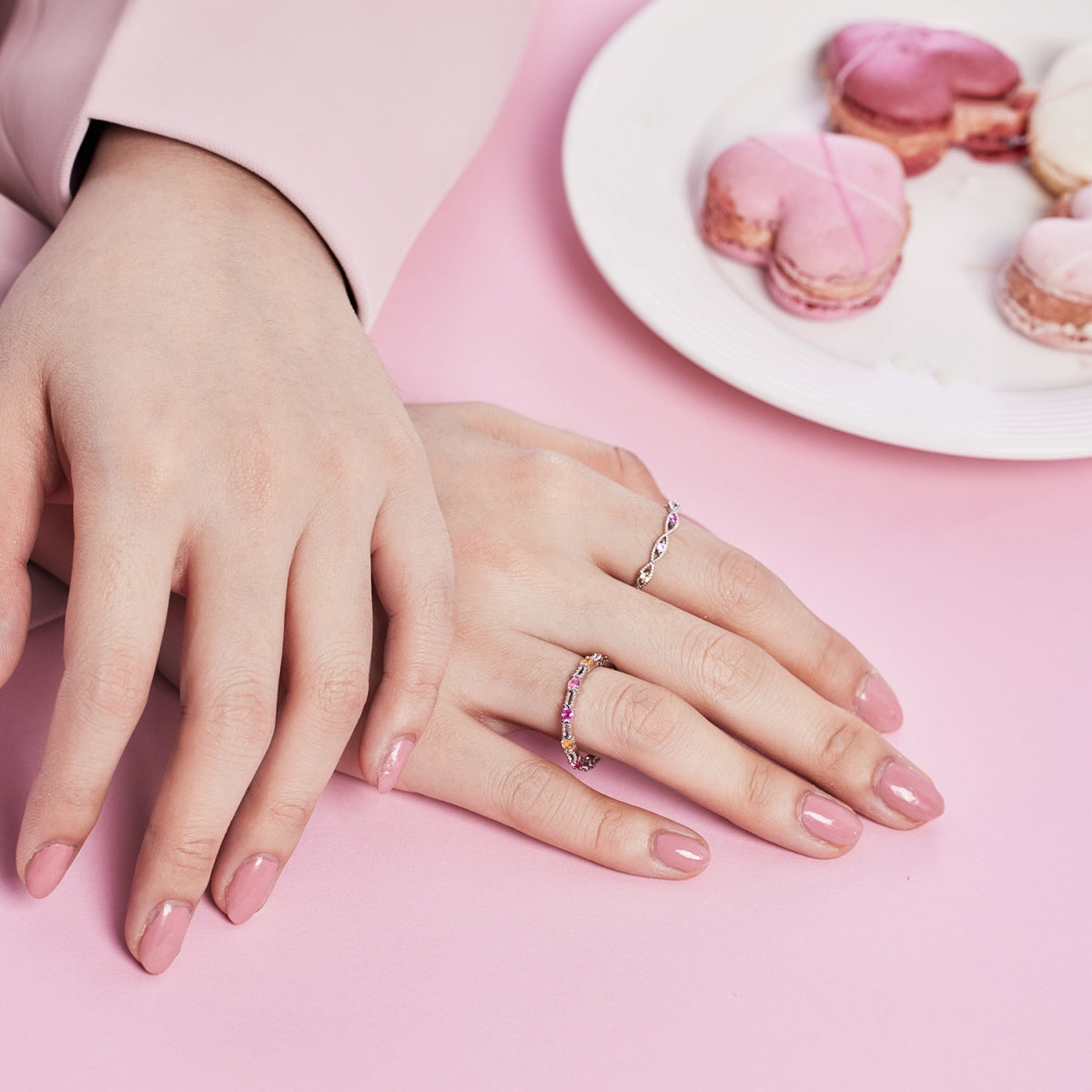 [Solara Jewelry]Sparkling Colorful Round Cut Tennis Ring
