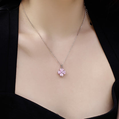 [Solara Jewelry]Heart-Shaped Four-Leaf Clover Bead Necklace