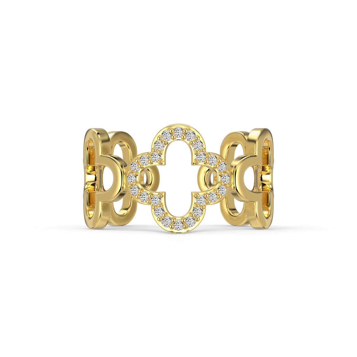 [Solara Jewelry]Hollow Design Four-Leaf Clover Flower Shape Ring