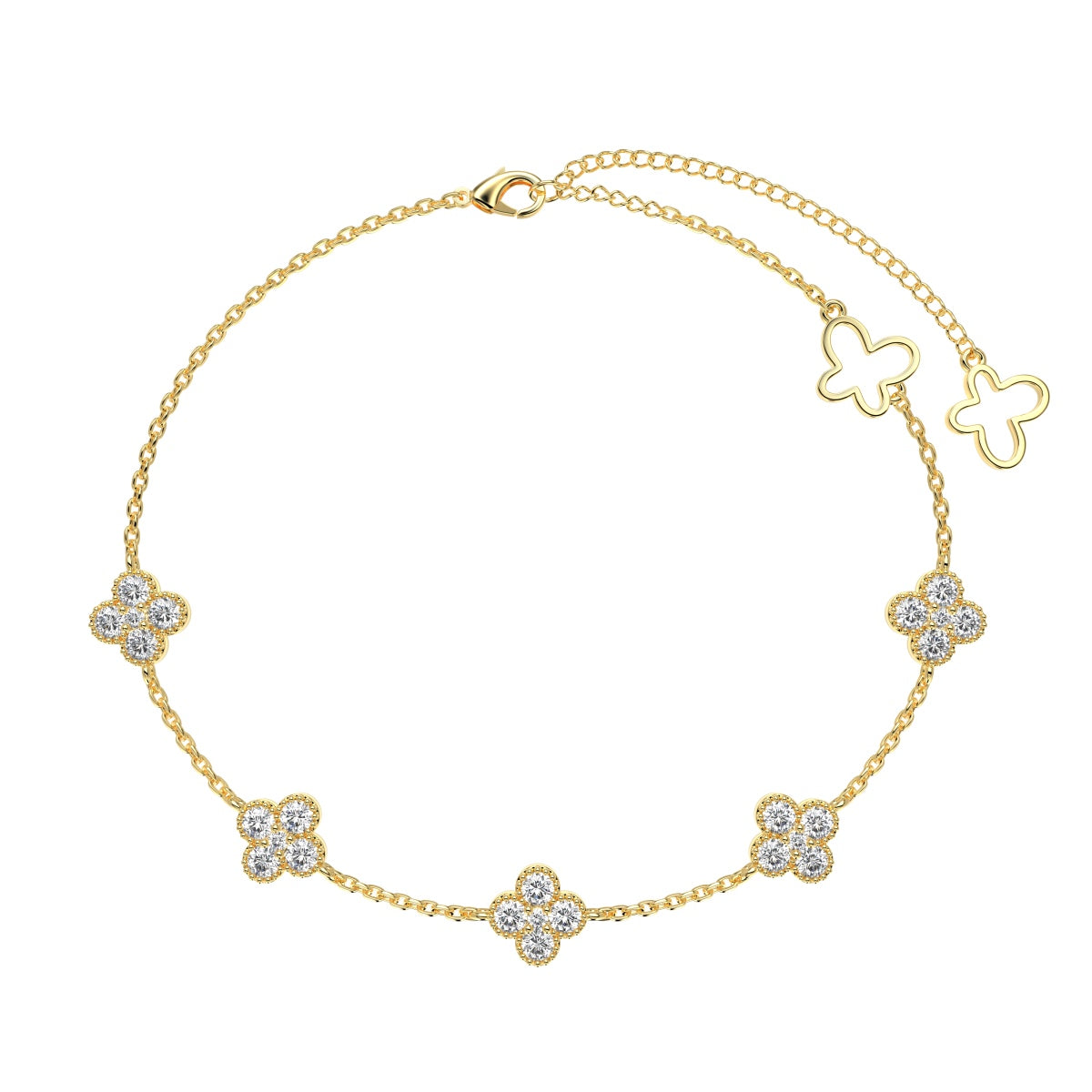 [Solara Jewelry]Four-Leaf Clover Hollow Butterfly Bracelet