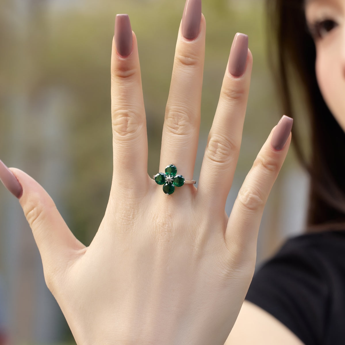 [Solara Jewelry]Four-Leaf Clover Eight-Pointed Star Ring