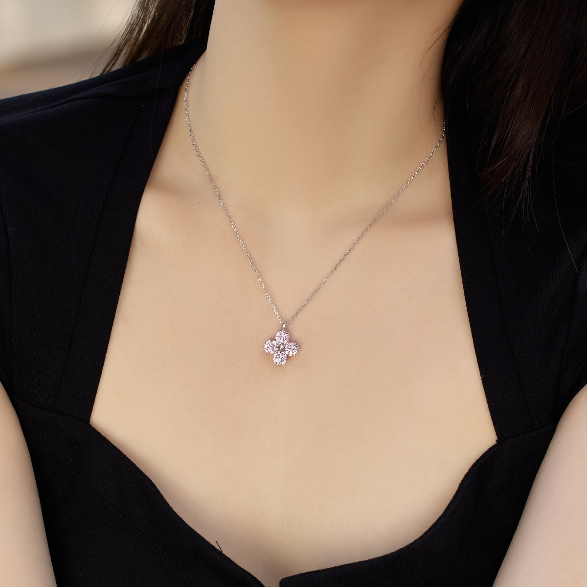 [Solara Jewelry]Four-Leaf Clover And Eight-Pointed Star Necklace
