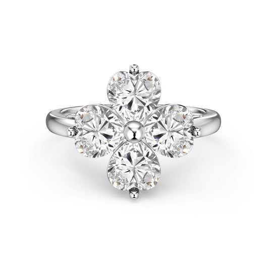 [Solara Jewelry]Heart-shaped Four-Leaf Clover Ball Ring