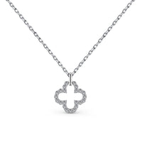 [Solara Jewelry]四つ葉のクローバー中空デザイン華奢ネックレス