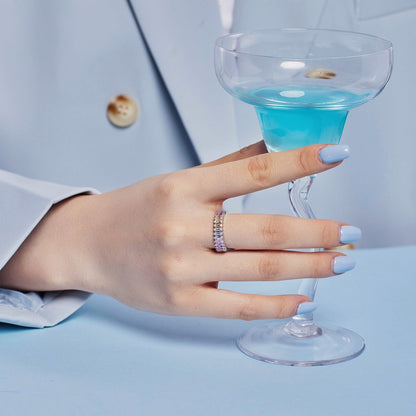 [Solara Jewelry]Splashy Ornate Emerald Cut Cocktail Ring