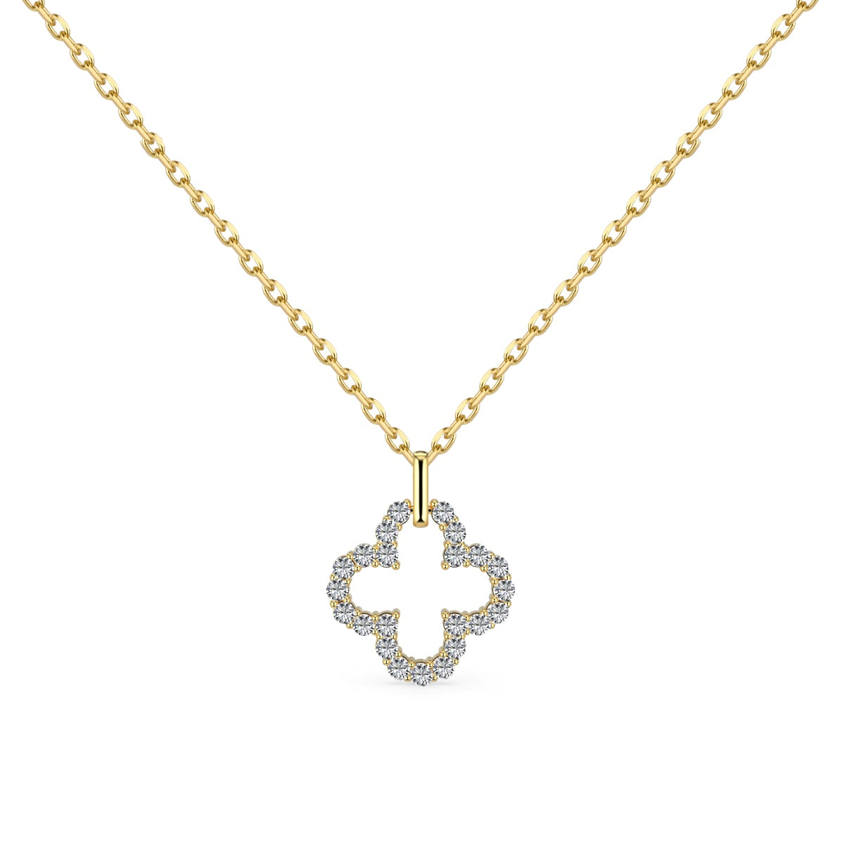 [Solara Jewelry]Four-Leaf Clover Hollow Design Exquisite Necklace