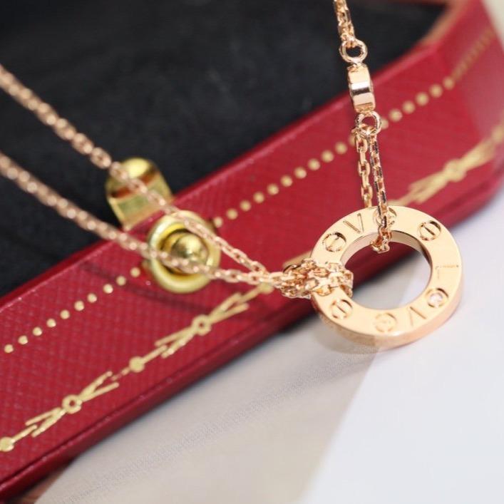 [Solara Jewelry]LOVE NECKLACE ADJUSTABLE ROSE GOLD 2 DIAMOND
