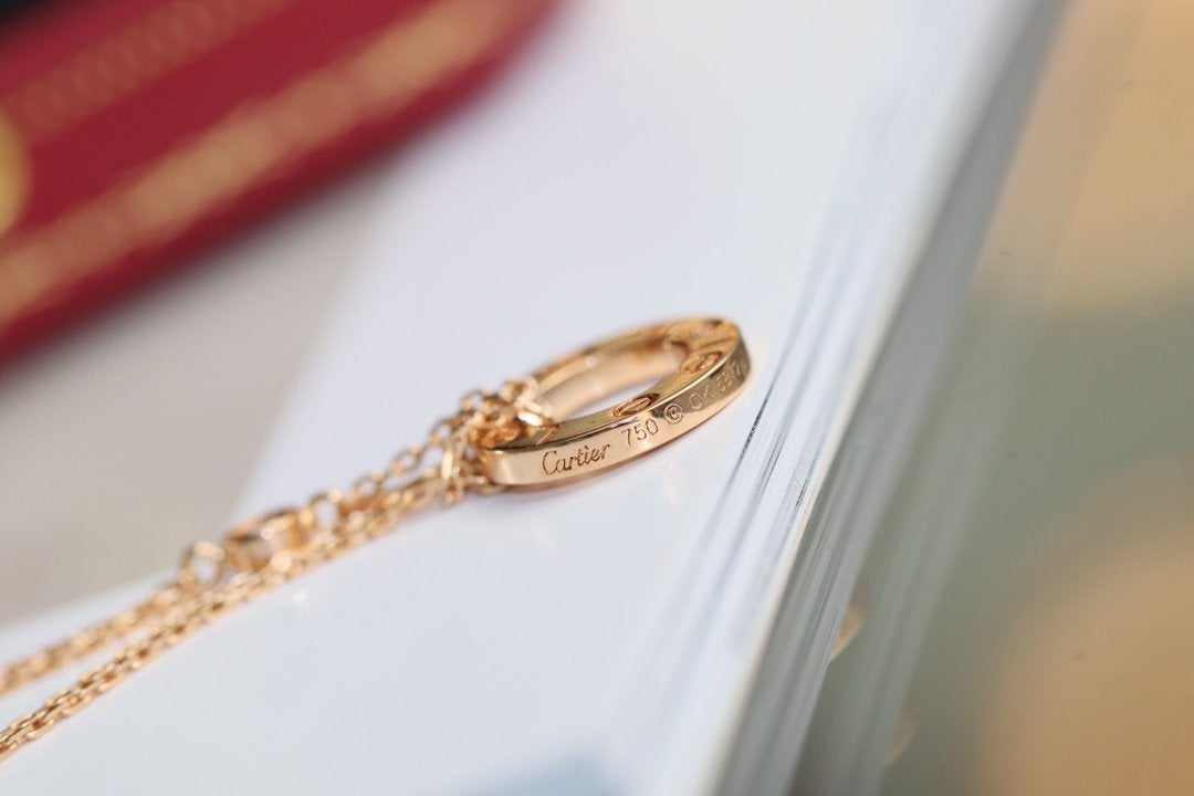 [Solara Jewelry]LOVE NECKLACE ADJUSTABLE ROSE GOLD 2 DIAMOND