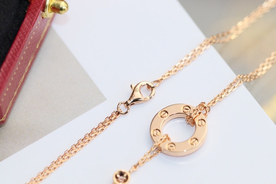 [Solara Jewelry]LOVE NECKLACE ADJUSTABLE ROSE GOLD 2 DIAMOND