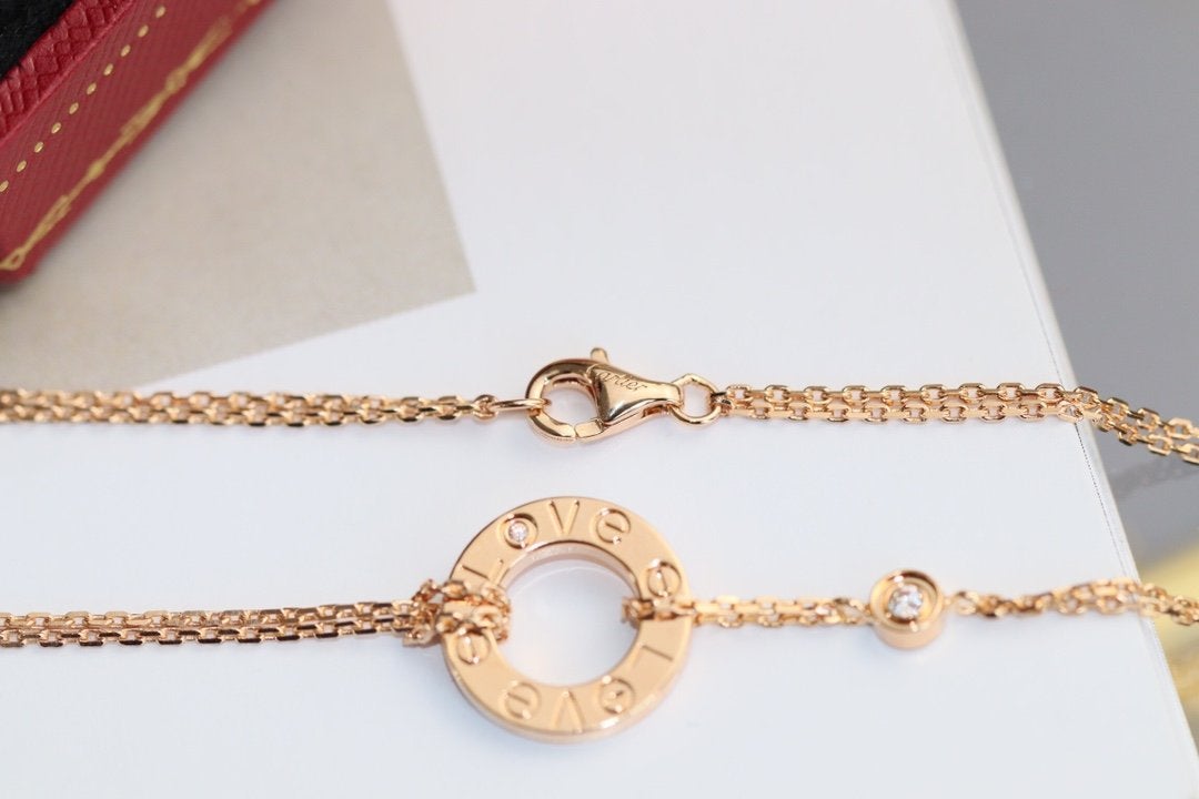 [Solara Jewelry]LOVE NECKLACE ADJUSTABLE ROSE GOLD 2 DIAMOND