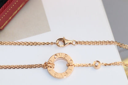 [Solara Jewelry]LOVE NECKLACE ADJUSTABLE ROSE GOLD 2 DIAMOND