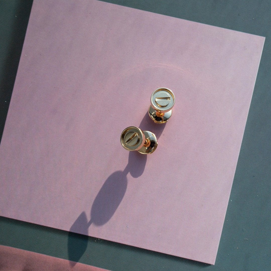 [Solara Jewelry]LOVE EARRINGS PINK GOLD 10MM