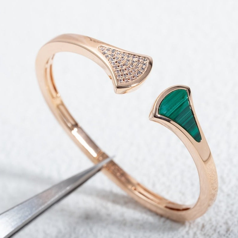 [Solara Jewelry]DREAM BRACELET OPEN MALACHITE PINK GOLD