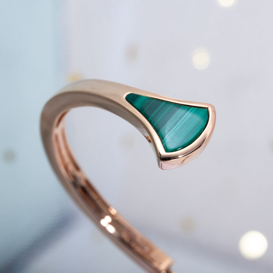 [Solara Jewelry]DREAM BRACELET OPEN MALACHITE PINK GOLD