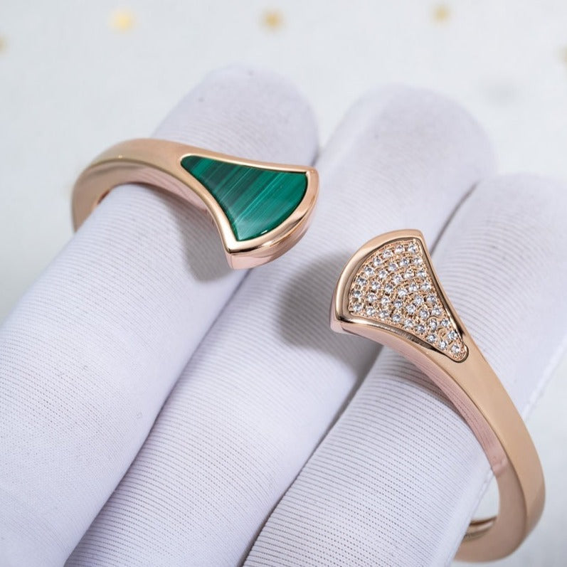 [Solara Jewelry]DREAM BRACELET OPEN MALACHITE PINK GOLD