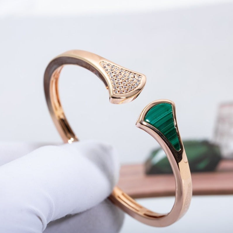 [Solara Jewelry]DREAM BRACELET OPEN MALACHITE PINK GOLD