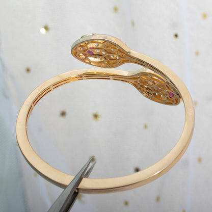 [Solara Jewelry]SERPENTI BRACELET PINK GOLD DIAMOND DOUBLE SNAKE