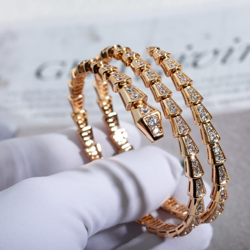 [Solara Jewelry]SERPENTI BRACELET PINK GOLD DIAMOND DOUBLE ROW