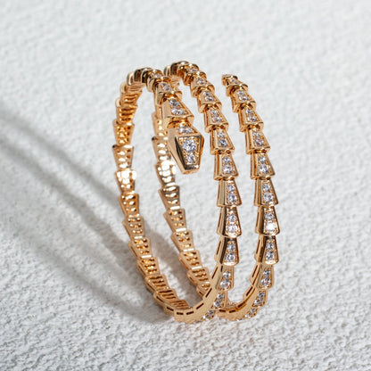 [Solara Jewelry]SERPENTI BRACELET PINK GOLD DIAMOND DOUBLE ROW