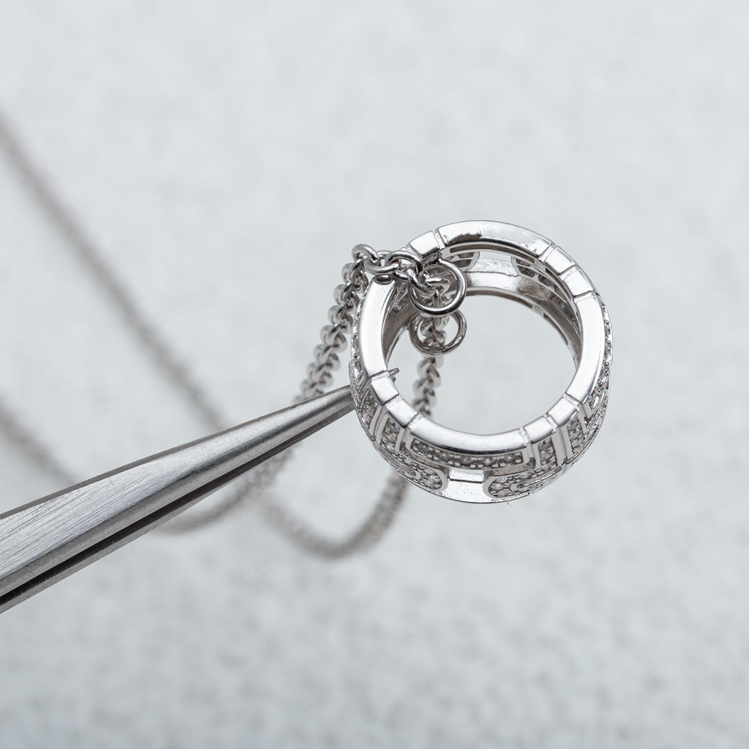 [Solara Jewelry]PARENTESI NECKLACE SILVER DIAMOND