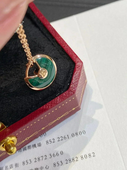 [Solara Jewelry]AMULETTE ROSE GOLD MALACHITE NECKLACE