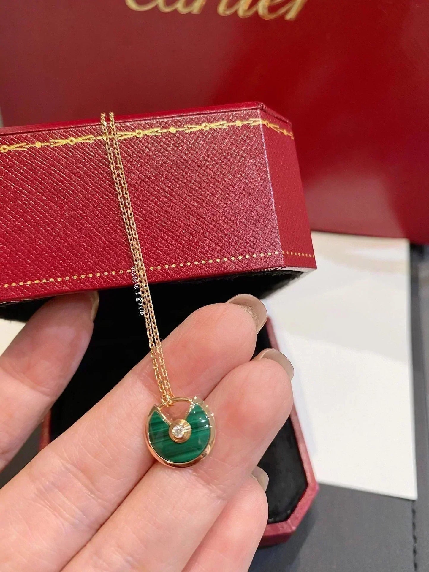 [Solara Jewelry]AMULETTE ROSE GOLD MALACHITE NECKLACE