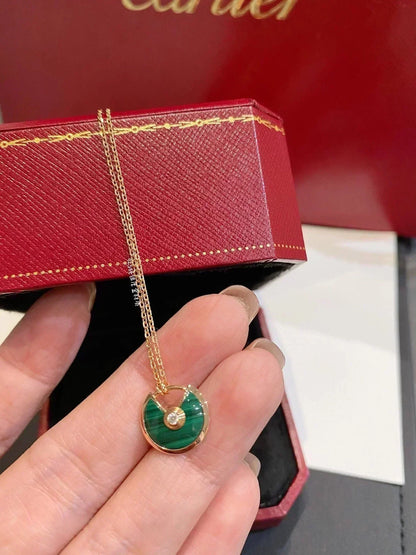 [Solara Jewelry]AMULETTE ROSE GOLD MALACHITE NECKLACE