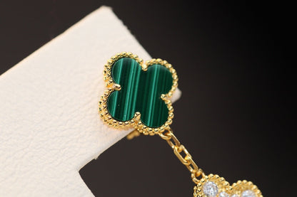 [Solara Jewelry]CLOVER EARRINGS GOLD MALACHITE DIAMOND 3 MOTIF