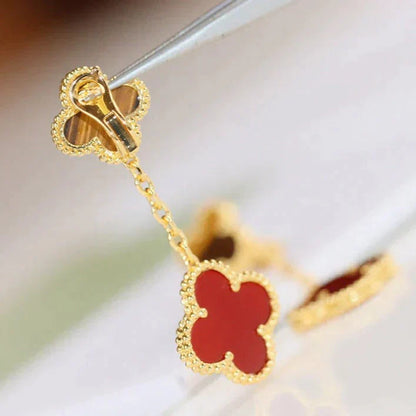 [Solara Jewelry]CLOVER  2 MOTIF  TIGER EYE CARNELIAN EARRINGS