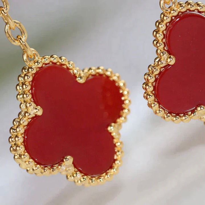 [Solara Jewelry]CLOVER  2 MOTIF  TIGER EYE CARNELIAN EARRINGS