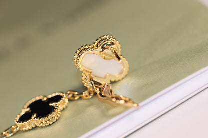 [Solara Jewelry]CLOVER EARRINGS GOLD ONYX MOP 3 MOTIF