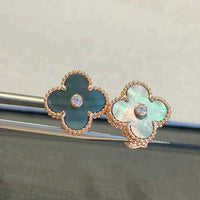 [Solara Jewelry]CLOVER MEDIUM 1 MOTIFS GRAY MOP  DIAMOND EARRINGS