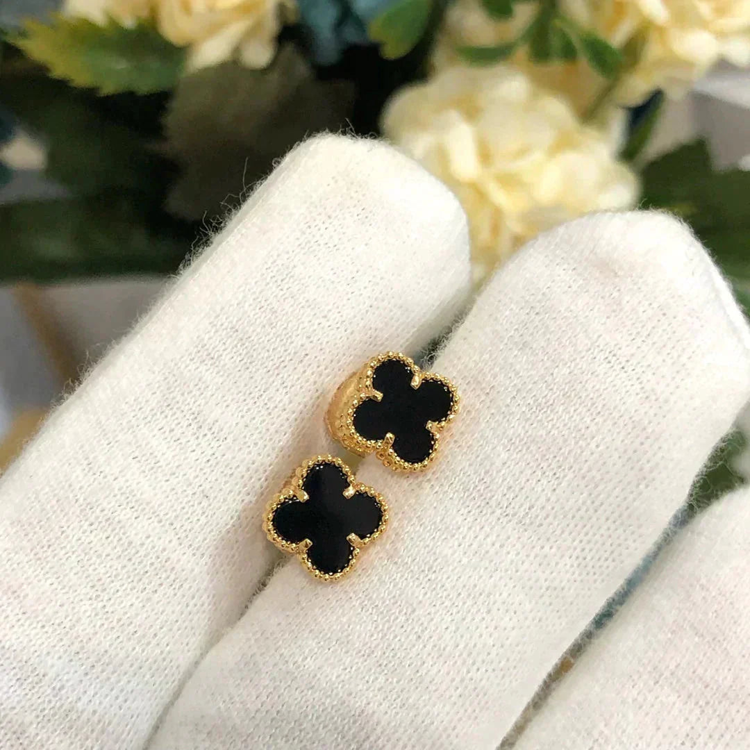 [Solara Jewelry]CLOVER MINI 9.5MM BLACK MOP EARRINGS