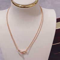 [Solara Jewelry]HARDWEAR DOUBLE LINK PEDANT PINK GOLD DIAMOND NECKLACE