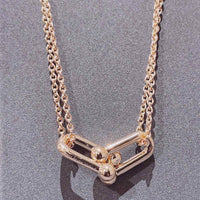[Solara Jewelry]HARDWEAR DOUBLE LINK PEDANT PINK GOLD NECKLACE