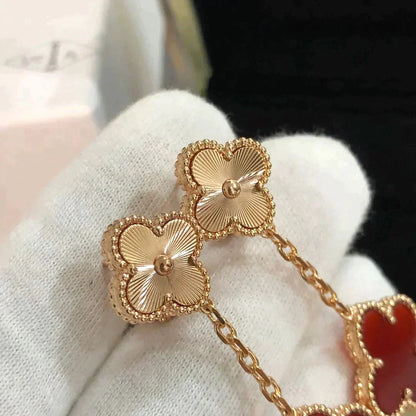 [Solara Jewelry]CLOVER 2 MOTIF  LASER CARNELIAN EARRINGS