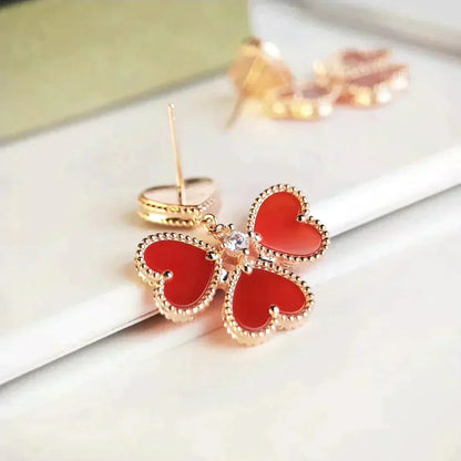 [Solara Jewelry]SWEET CLOVER CARNELIAN EARRINGS