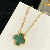 [Solara Jewelry]CLOVER 15MM MALACHITE SINGLE FLOWER  NECKLACE