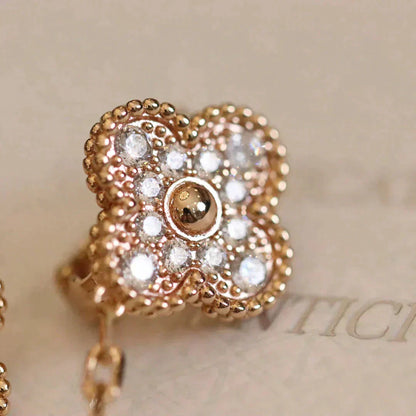 [Solara Jewelry]CLOVER MEDIUM 1 MOTIFS FUll DIAMOND EARRINGS